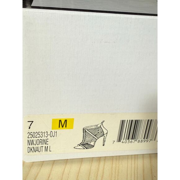 Nine West SZ 7 in Box Tan Leather 4" STILLETO Heel PEEP TOE Snakeskin Metallic - Picture 5 of 16